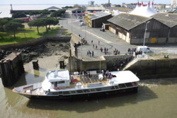 Sightseeing boat outside the old entrance